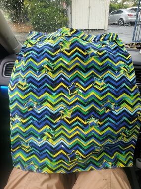 Versus Gianni Versace Chevron Star Print Mini Skirt in Blue, Green & Yellow